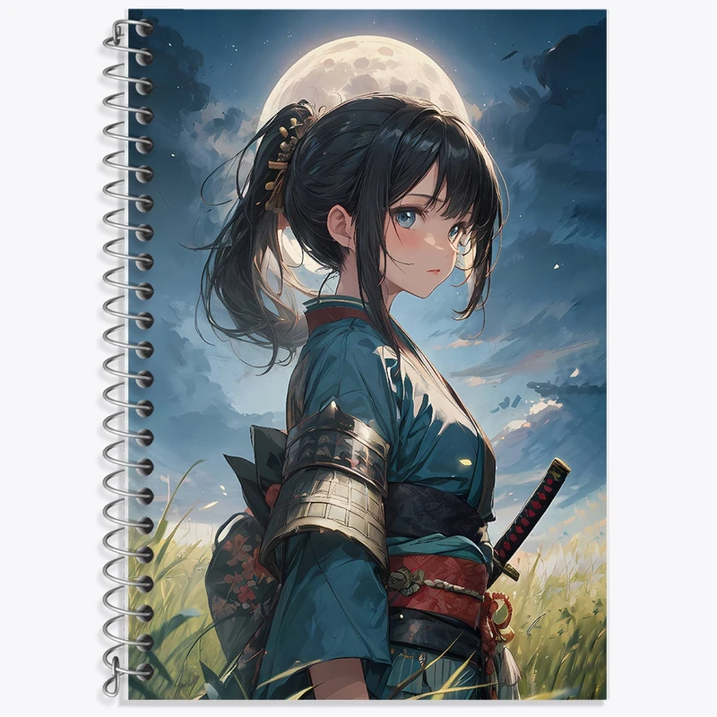 دفتر زبان 50 برگ خندالو مدل دو خط طرح دختر انیمه ای کد F2191