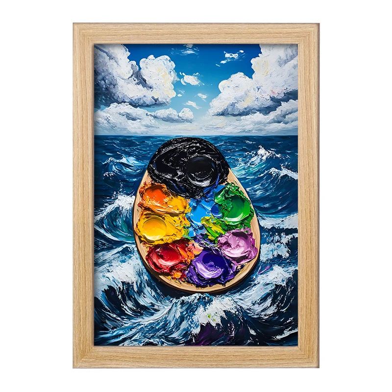 تابلو خندالو مدل پالت نقاشی و دریا کد F12742