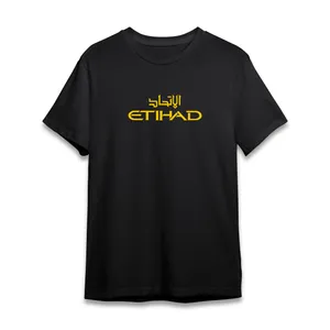 تی شرت آستین کوتاه زنانه مدل ETIHAD کد P053 رنگ مشکی