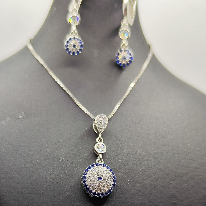 نیم ست نقره زنانه مدل چشم نظر کد 421