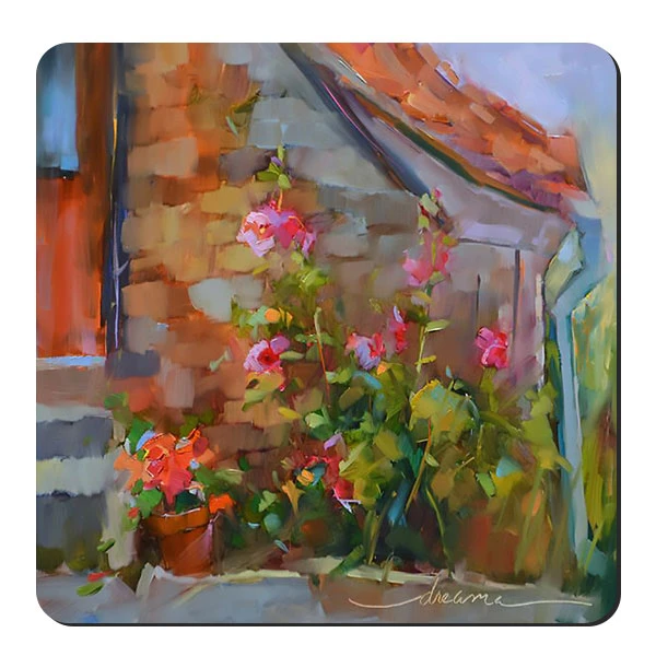  زیر لیوانی طرح نقاشی گل و باغچه گل کد nzl98