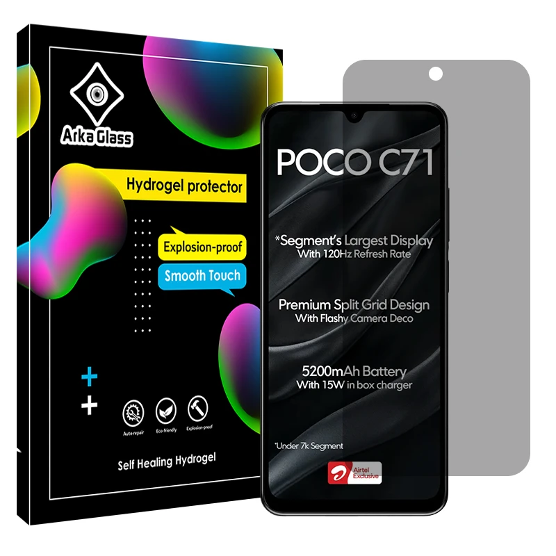 محافظ صفحه نمایش حریم شخصی آرکا گلس مدل Tough مناسب برای گوشی موبایل شیائومی Poco C71