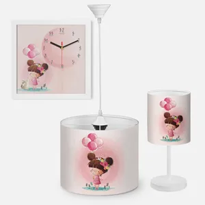 لوستر کودک مدل دختر بادکنکی کد GR-P-2170 به همراه آباژور و ساعت