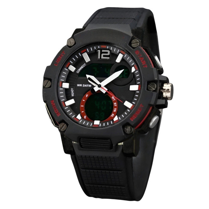 ساعت مچی عقربه‌ای مردانه کوارتز مدل دو زمانه بند پیو کد 02