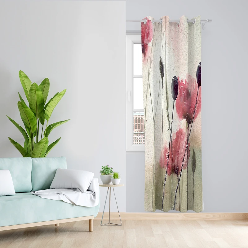 پرده طرح گل مدل مخمل پانچی کد  L 255 Z سایز 140x200 سانتی متر