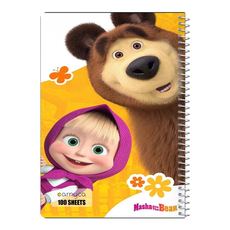 دفتر مشق 100 برگ سیمی کارنیکا طرح ماشا و خرس Masha and the Bear کد 90850