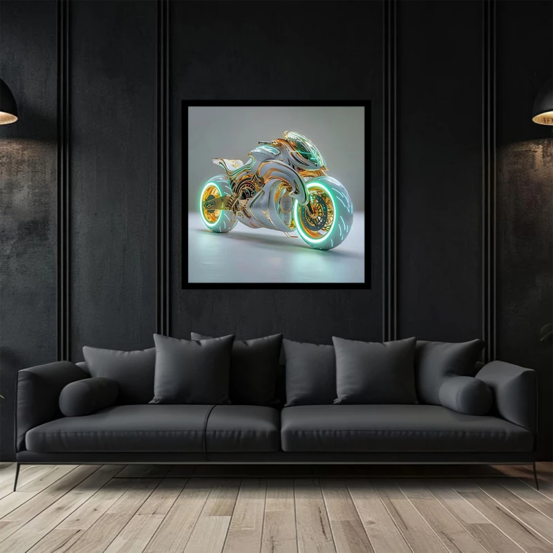 تابلو بکلیت طرح تصویر هنری دیجیتال موتور سیکلت مدرن مدل B-bu2753