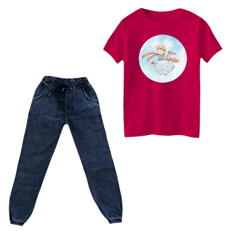 ست تی‌شرت و شلوار پسرانه مدل شازده کوچولو و روباه