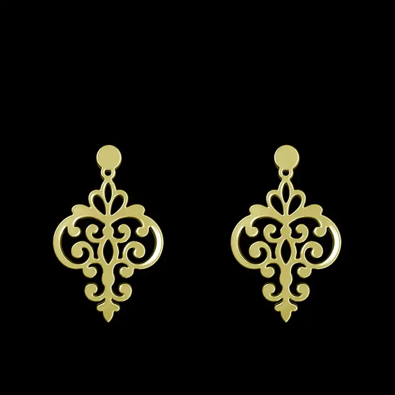 گوشواره طلا 18 عیار زنانه مدوپد مدل هندسی کد GA1-15100