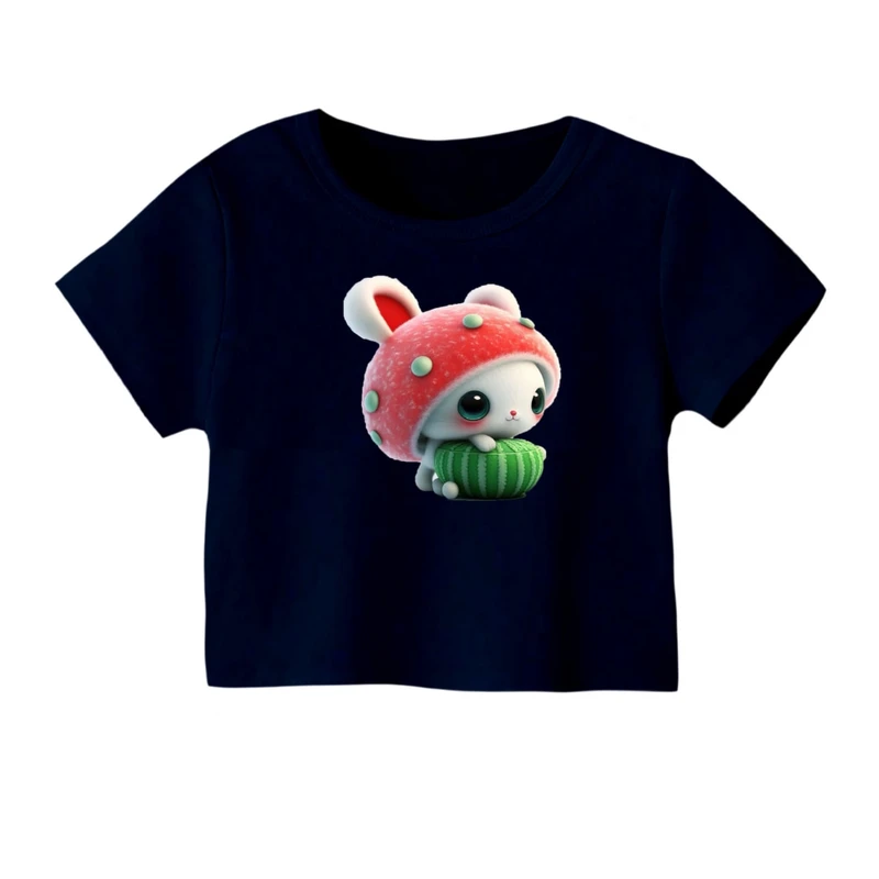 کراپ‌ تی‌شرت آستین کوتاه زنانه مدل خرگوش یلدایی کد 1