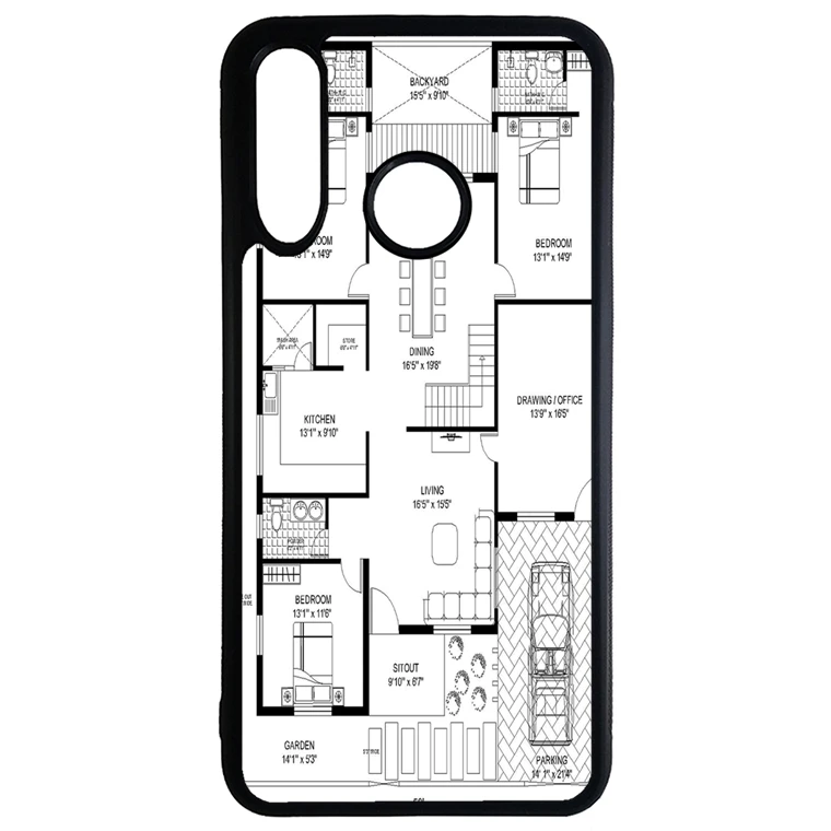 کاور طرح نقشه ساختمان مناسب برای گوشی موبایل هوآوی y9 prime 2019