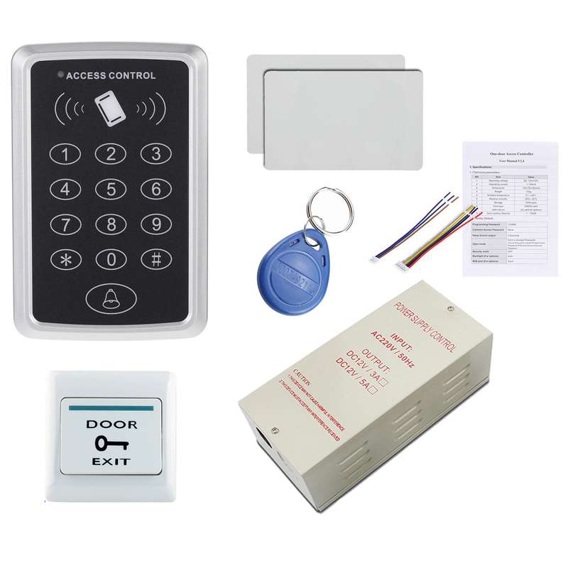 دستگاه کنترل تردد کارتی و رمزی کد RFID 125KHZ همراه تگ و تغذیه مخصوص دستگاه کنترل تردد کارتی و رمزی کد RFID 125KHZ همراه تگ و تغذیه مخصوص