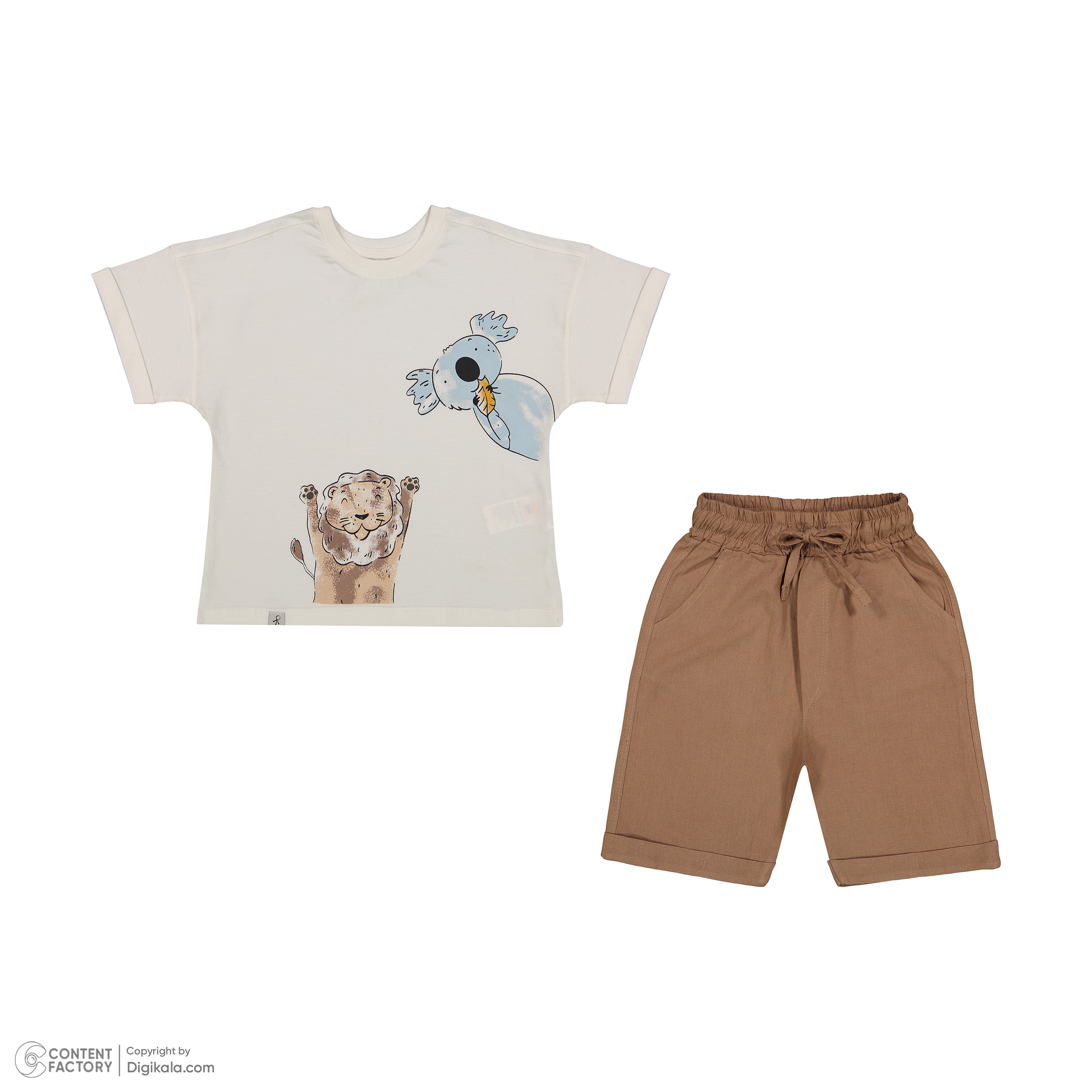 ست تی شرت و شلوارک پسرانه سون پون مدل 13911093 رنگ سفید