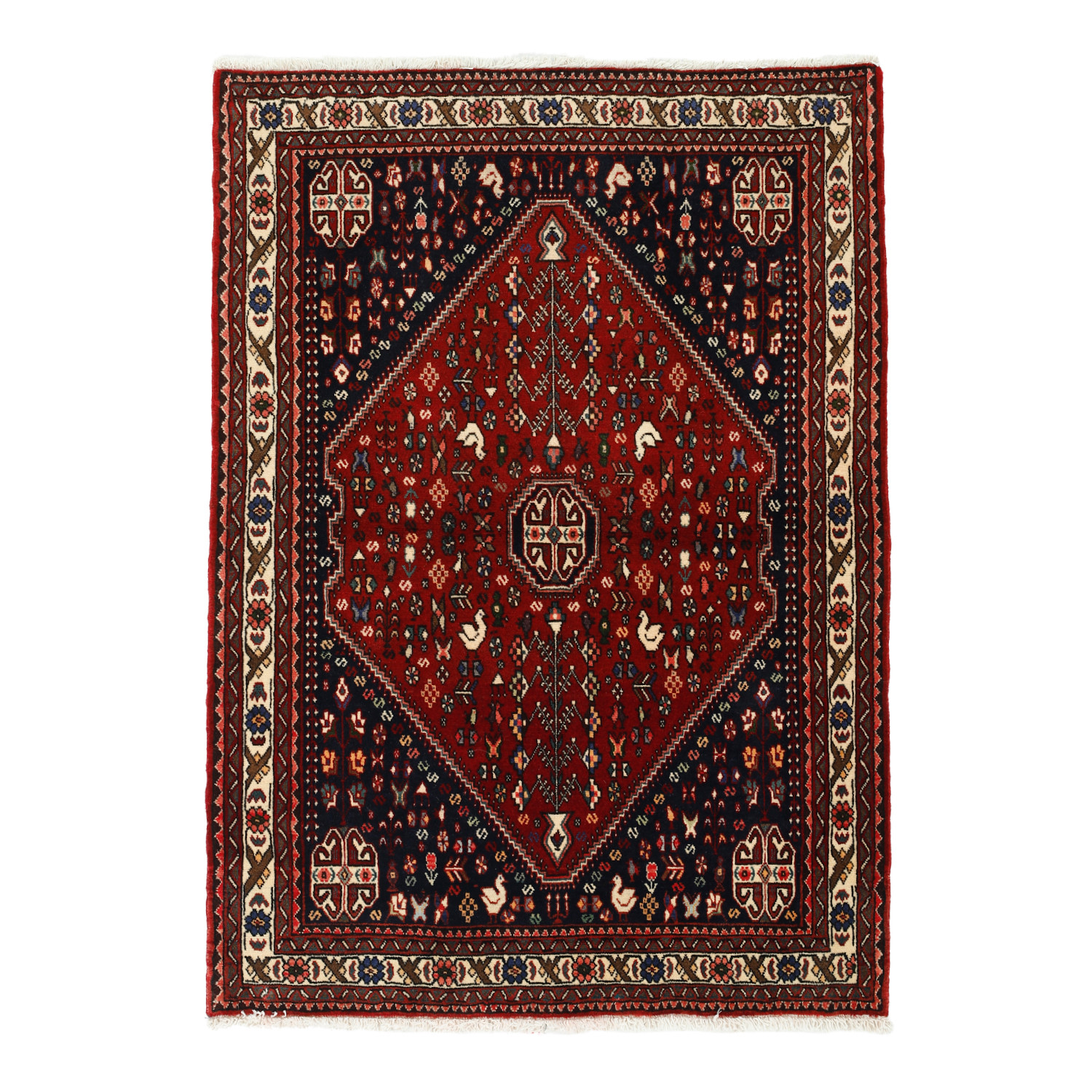 فرش دستبافت یک و نیم متری طرح قشقایی بافت آباده کد 580146 فرش دستبافت یک و نیم متری طرح قشقایی بافت آباده کد 580146