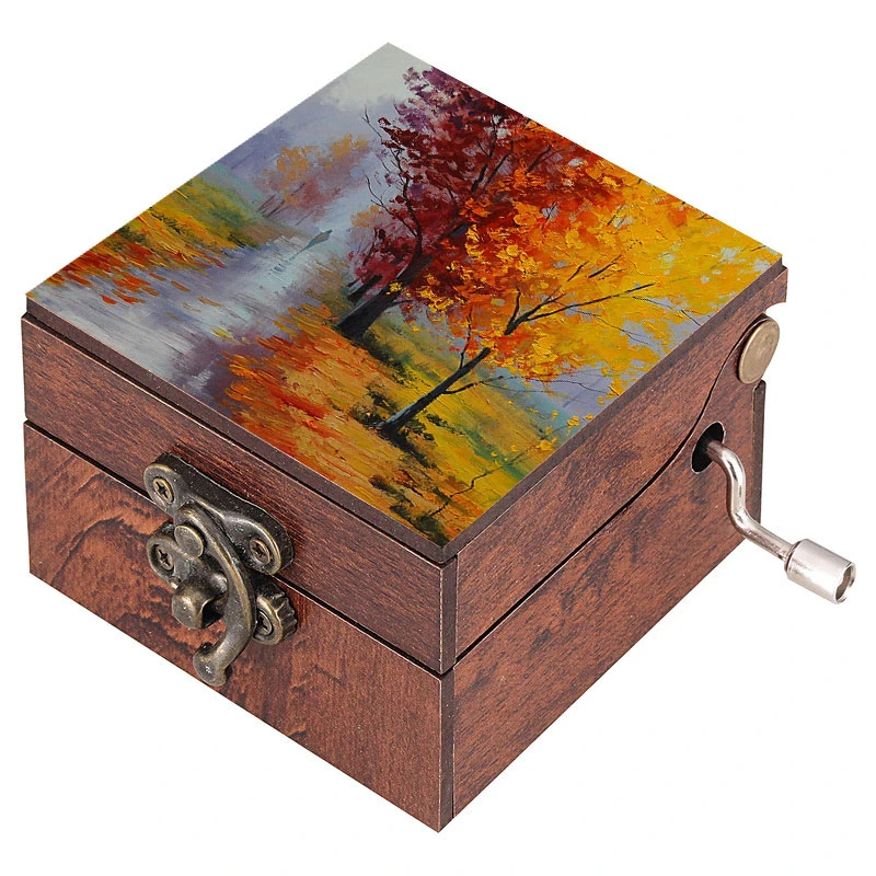 جعبه موزیکال مدل هندلی طرح منظره پاییزی کد 1059