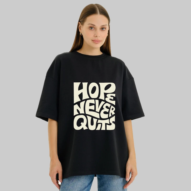 تی شرت آستین کوتاه زنانه پنبه طرح hope