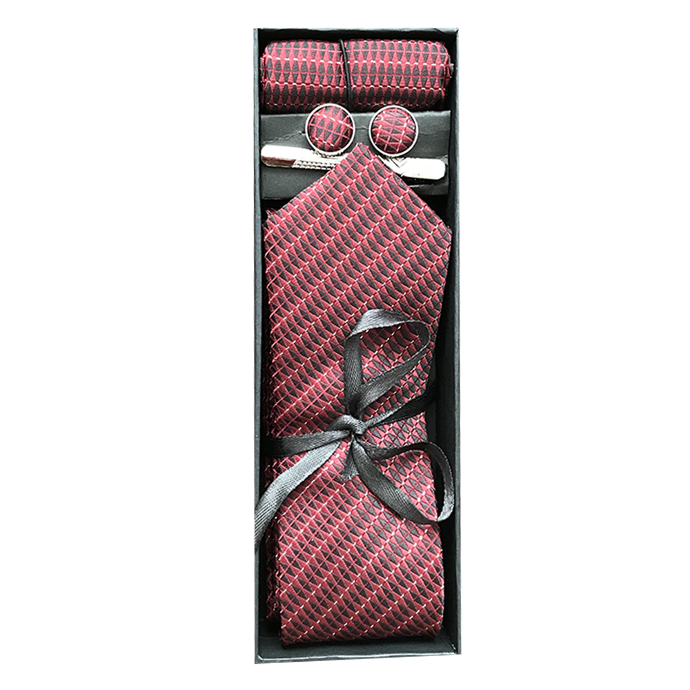 ست کراوات و دستمال جیب و دکمه سردست مردانه مدل SET 004 