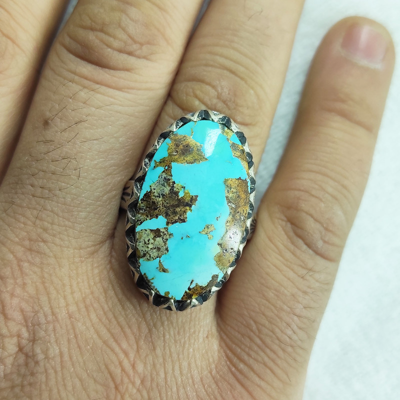 انگشتر نقره مردانه سلین کالا مدل فیروزه نیشابور طبیعی کد Pc1-25