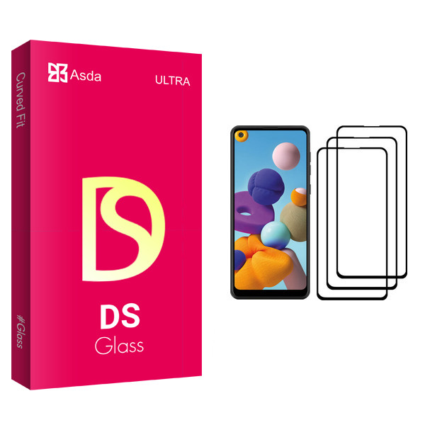 محافظ صفحه نمایش آسدا مدل DS glass مناسب برای گوشی موبایل سامسونگ Galaxy A21 بسته سه عددی