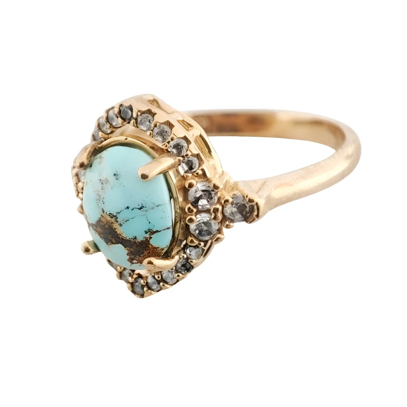 انگشتر زنانه مدل طلا روس فیروزه نیشابور q047