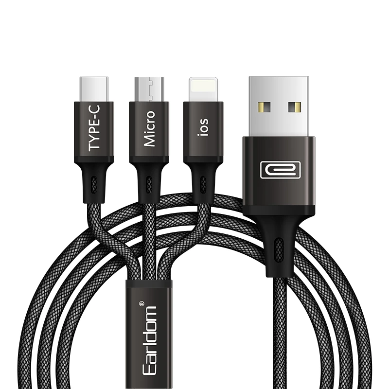 کابل تبدیل USB به USB-C / MicroUSB / لایتنینگ ارلدام مدل EC-IMC017 طول 1.2 متر