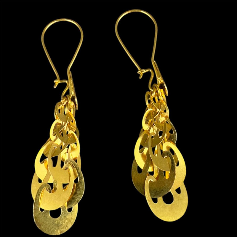 گوشواره عصایی طلا 18 عیار زنانه جواهری بصیر مدل پولکی کد DK084