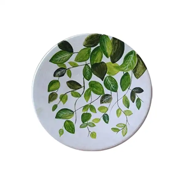 بشقاب دیوارکوب سفالی طرح برگ کد D200 مجموعه 3 عددی