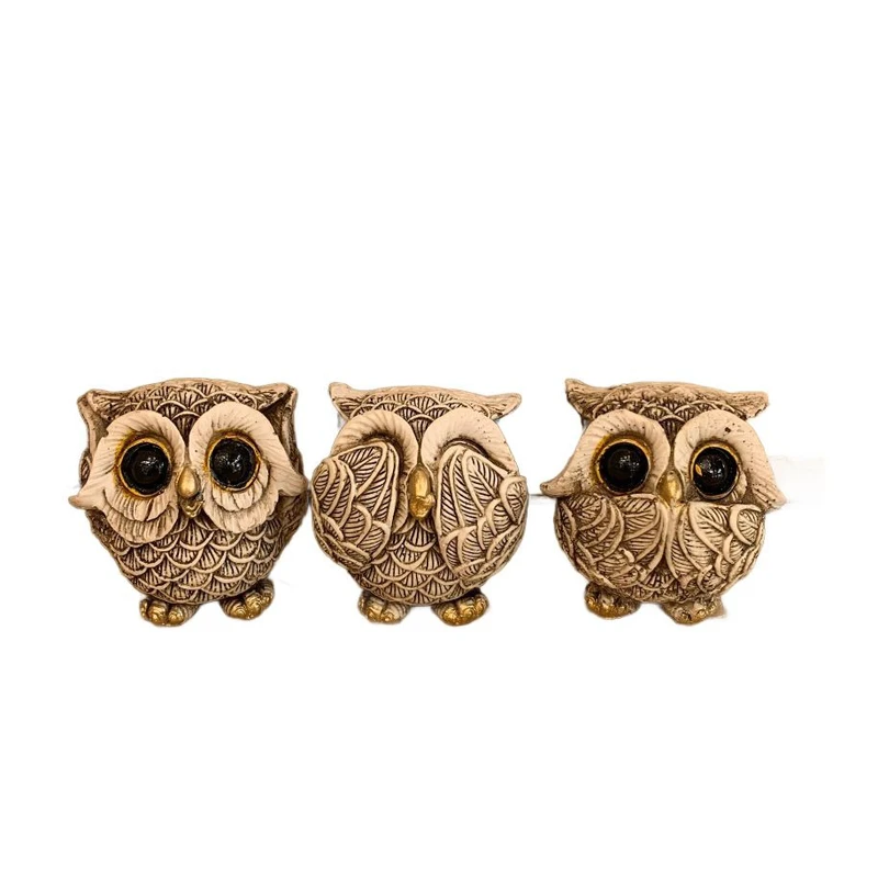 مجسمه مدل 2606 جغد کور و کر و لال مجموعه سه عددی