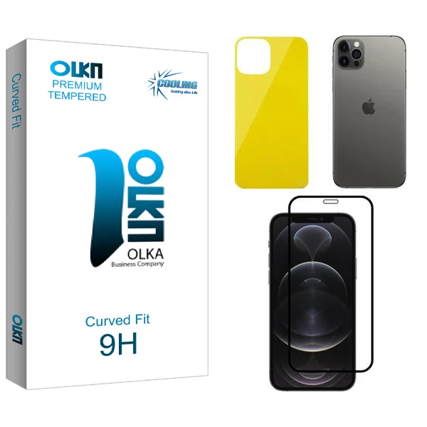 محافظ صفحه نمایش کولینگ مدل Olka  مناسب برای گوشی موبایل اپل iPhone 12 Pro  به همراه محافظ پشت گوشی