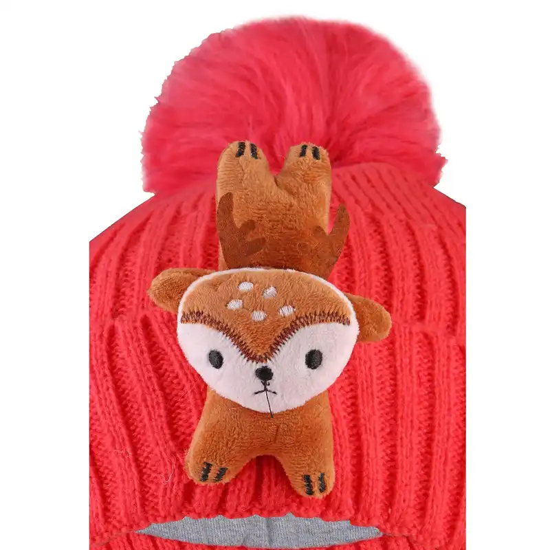 ست کلاه و شال گردن بافتنی بچگانه طرح عروسکی مدل سنجاب