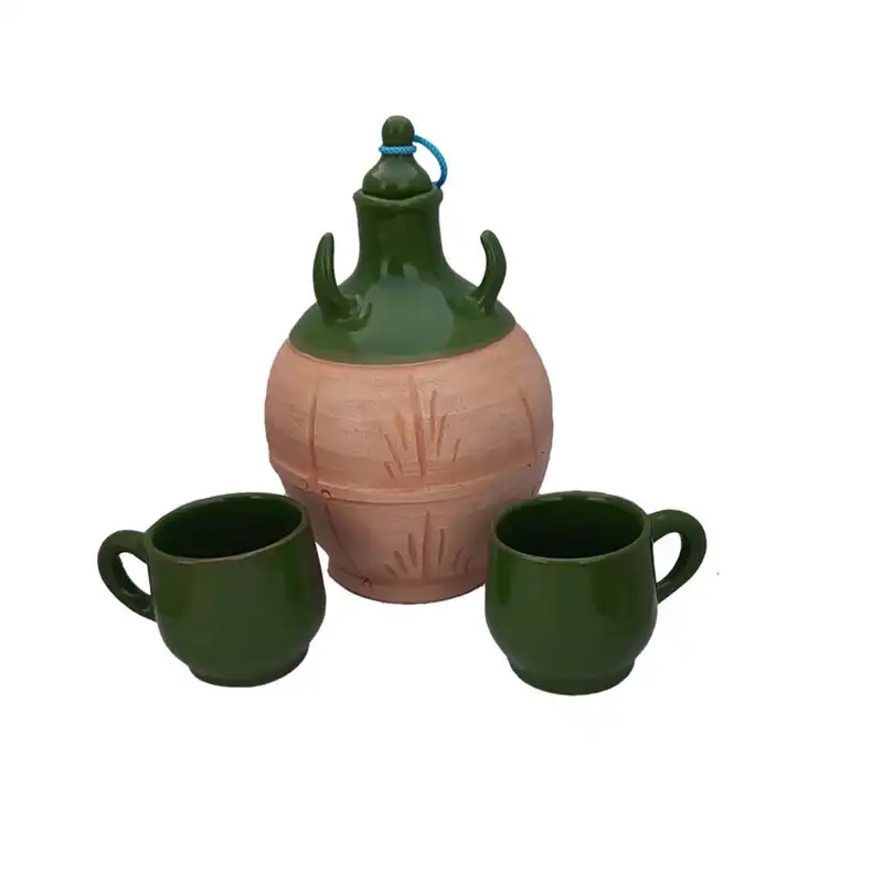 ست 3 تکه کوزه و لیوان سفالی مدل گرد کد 22