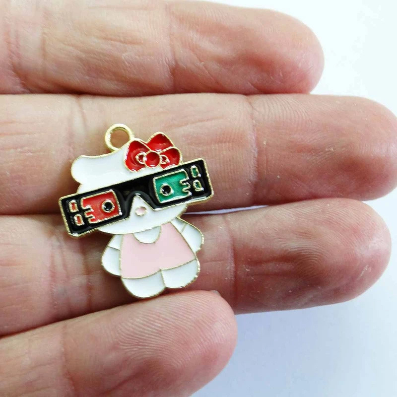 آویز گردنبند دخترانه مدل گربه عینکی کد 46 بسته 4 عددی