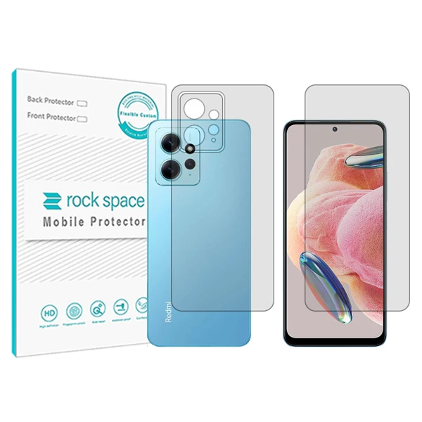 محافظ صفحه نمایش شفاف راک اسپیس مدل HyGEL مناسب برای گوشی موبایل شیائومی Redmi Note12 4G  به همراه محافظ پشت