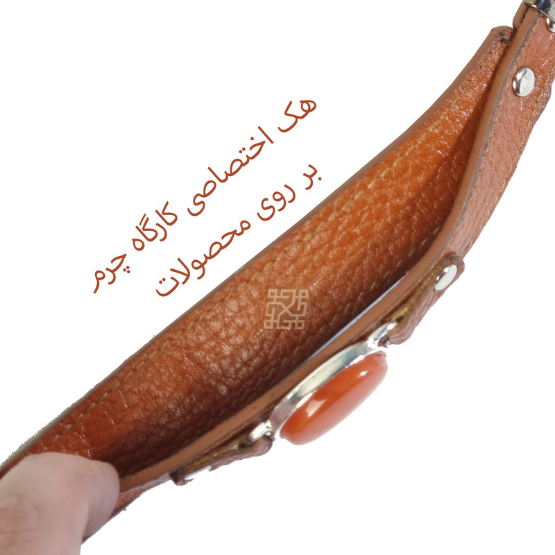 دستبند مدل چرم و عقیق طرح ومن یتق الله کد 111