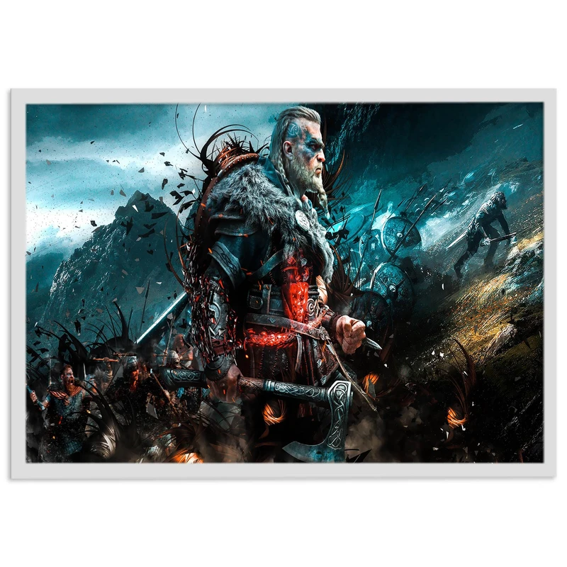 تابلو نوری بکلیت طرح بازی گیم نت Assassins Creed Valhalla Viking Clan مدل چراغدار W-s1375