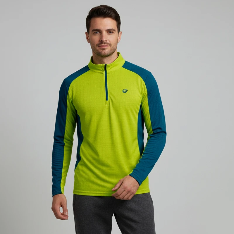 تی‌شرت ورزشی آستین بلند مردانه مدل نیم زیپ