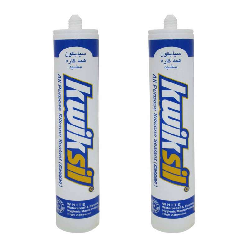 چسب سیلیکون کاسپین مدل Kwiksil حجم 300 میلی لیتر بسته 2 عددی