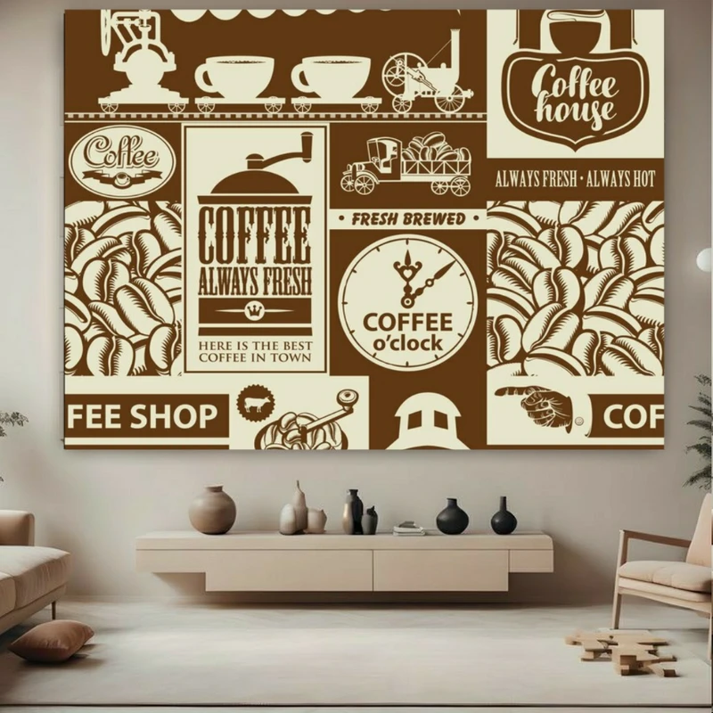 پوستر طرح قهوه مدل ساعت قهوه کد BK24001