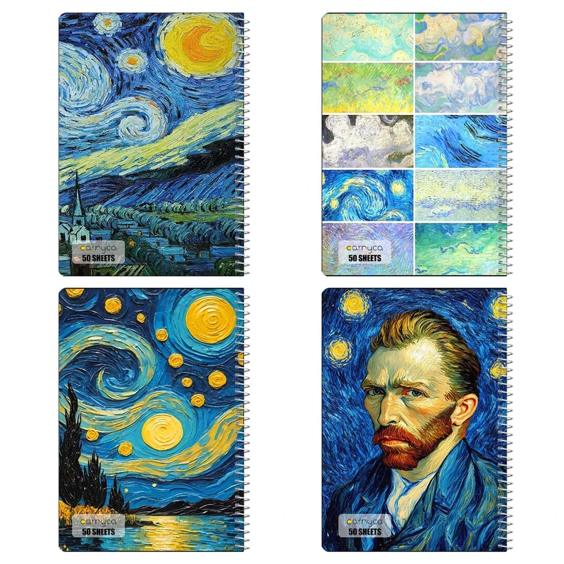 دفتر نقاشي 50 برگ کارنيکا طرح شب پرستاره فانتزی ون‌گوگ Fantasy Starry Night Van Gogh کد 83517 مجموعه 4 عددی