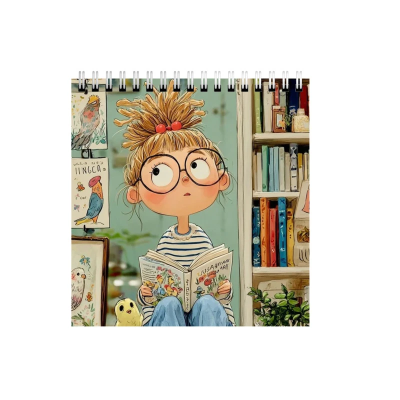 دفتر طراحی 50 برگ طرح دختر عینکی فانتزی کد 7572603