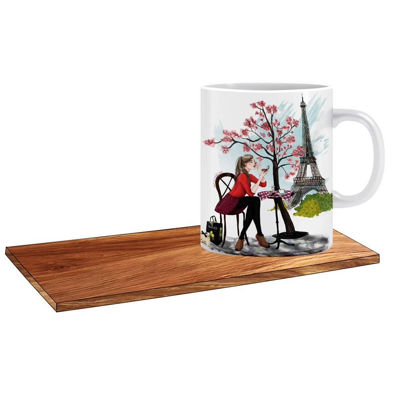 ماگ ال ایکس پی طرح دخترانه کد 271 به همراه زیر لیوانی