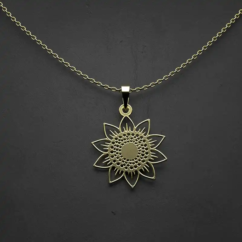 گردنبند طلا 18 عیار زنانه مدوپد مدل  طرح گل افتابگردان کد NN1175