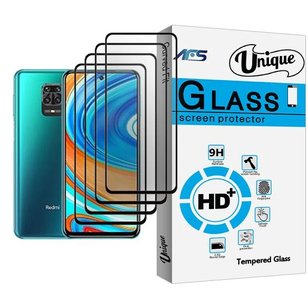 محافظ صفحه نمایش ای اف اس مدل Unique Glass MIX004 مناسب برای گوشی موبایل شیائومی Redmi Note 9 Pro Max بسته چهار عددی