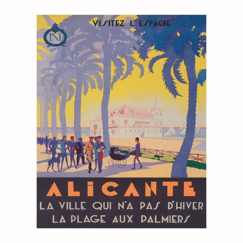 پوستر مدل سفر وینتیج چاپ آلیکانته -درختان نخل 