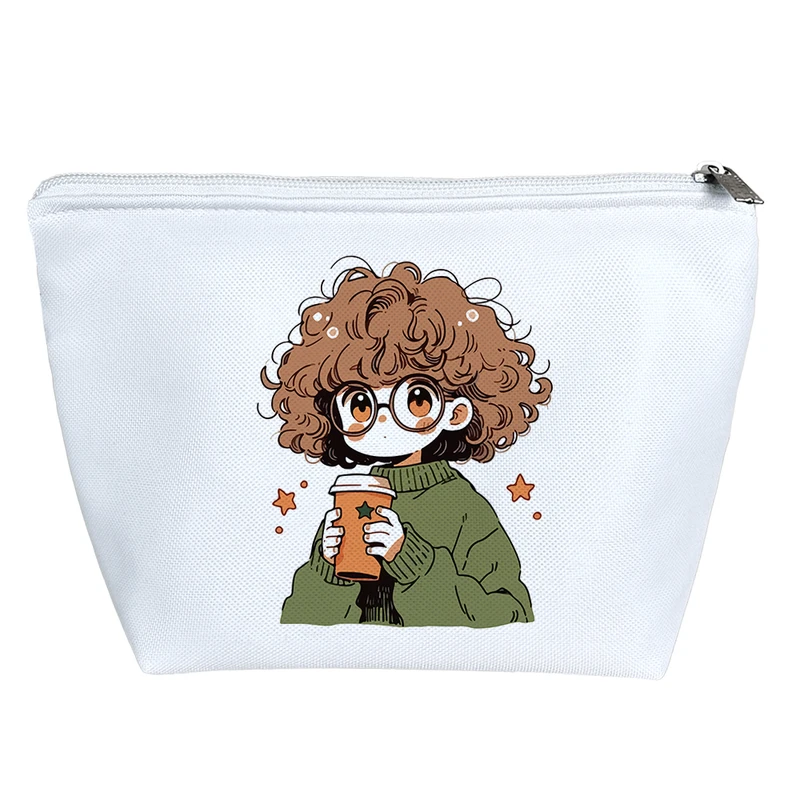 کیف لوازم آرایش دخترانه خندالو مدل دختر عینکی مو فرفری کد 8273