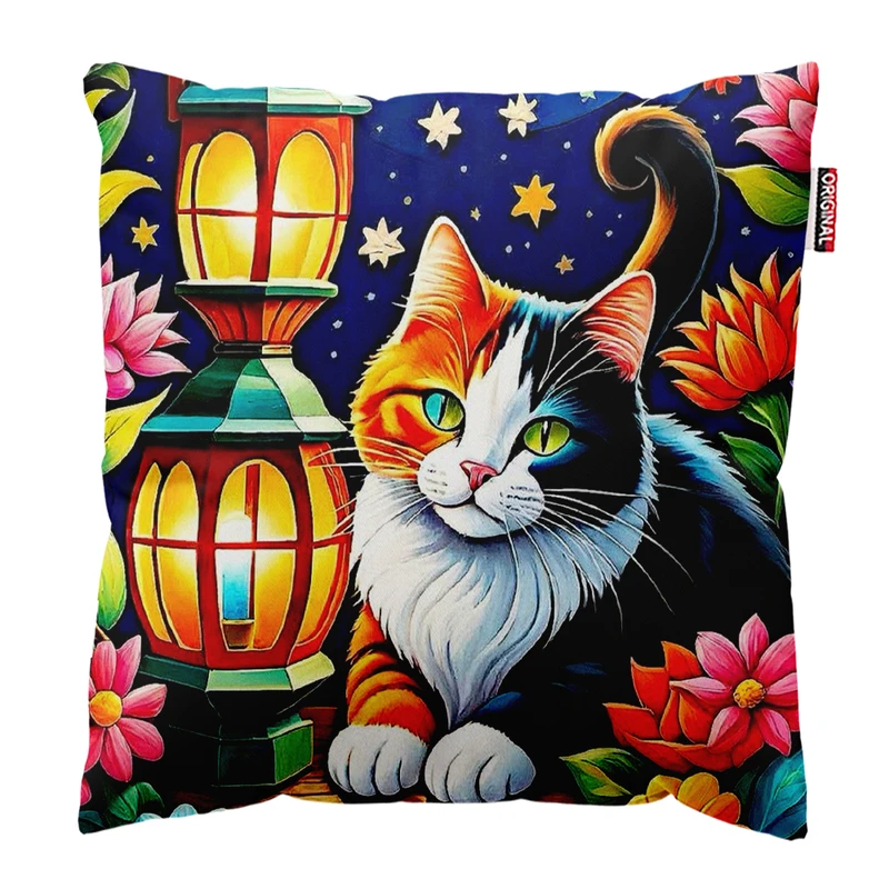 کوسن پاد آفرین مدل گربه کیوت بامزه فانتزی کد PK402024 سایز 40*40 سانتی متر