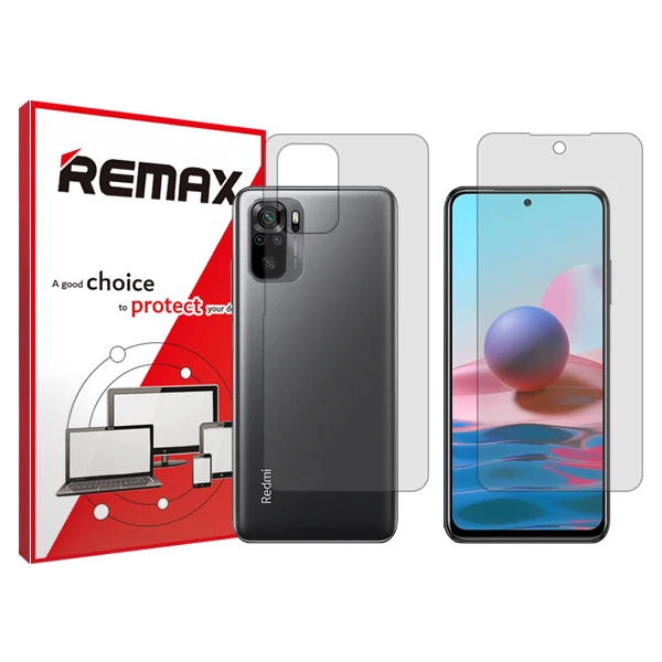 محافظ صفحه نمایش شفاف ریمکس مدل Hygel مناسب برای گوشی موبایل شیائومی Redmi Note 10S به همراه محافظ پشت گوشی