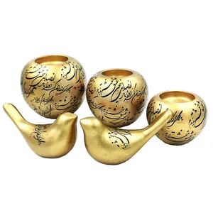 ست پنج تکه جاشمعی و مجسمه سفالی طرح سخن عشق کد Gl-001