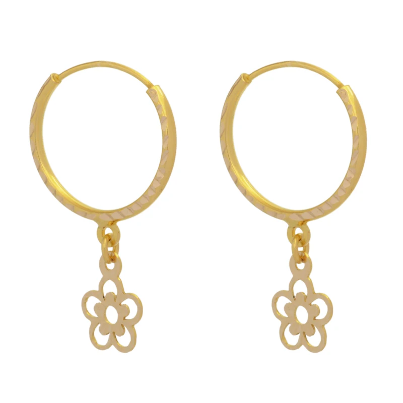 گوشواره حلقه‌ای طلا 18 عیار زنانه طلای مستجابی مدل تراش گل کد 86123