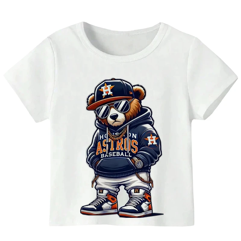 تی‌شرت آستین کوتاه پسرانه مدل W259 طرح خرس عینکی